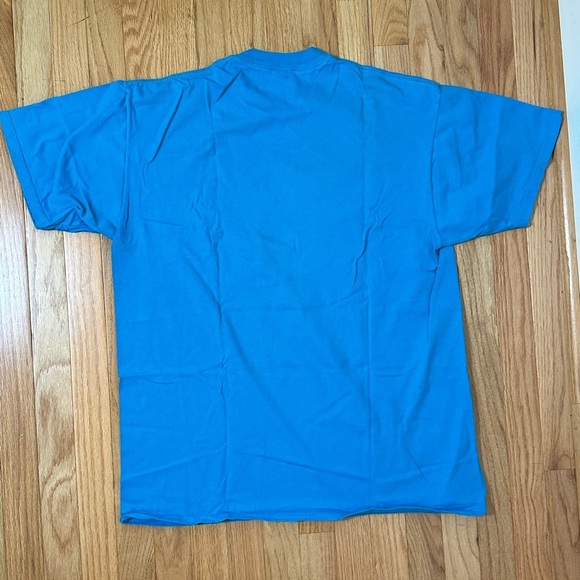 VINTAGE MADE IN USA 1993 Jerzees Blue Short Sleeve Tee with Graphic Design - Picture 2 of 7